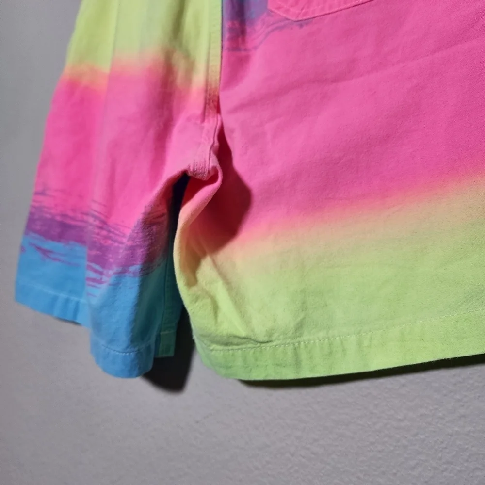 GARY LINDEN Vintage 80s Surfer Shorts Neon Board Short size‎ Small